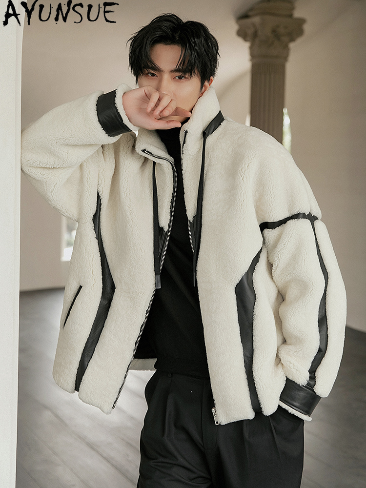 AYUNSUE Luxury Natural Fur Coa - Men'S Fashion Zipper Jacket ulasan dan harga