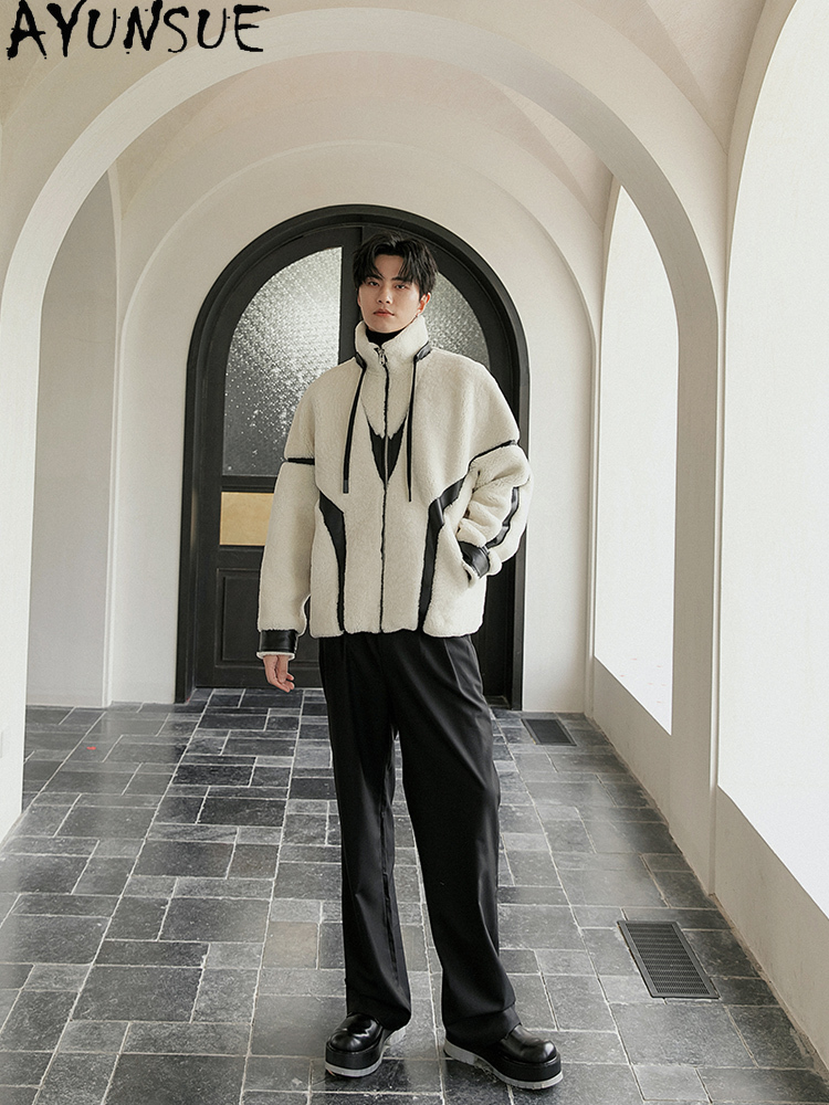 AYUNSUE Luxury Natural Fur Coa - Men'S Fashion Zipper Jacket ulasan dan harga