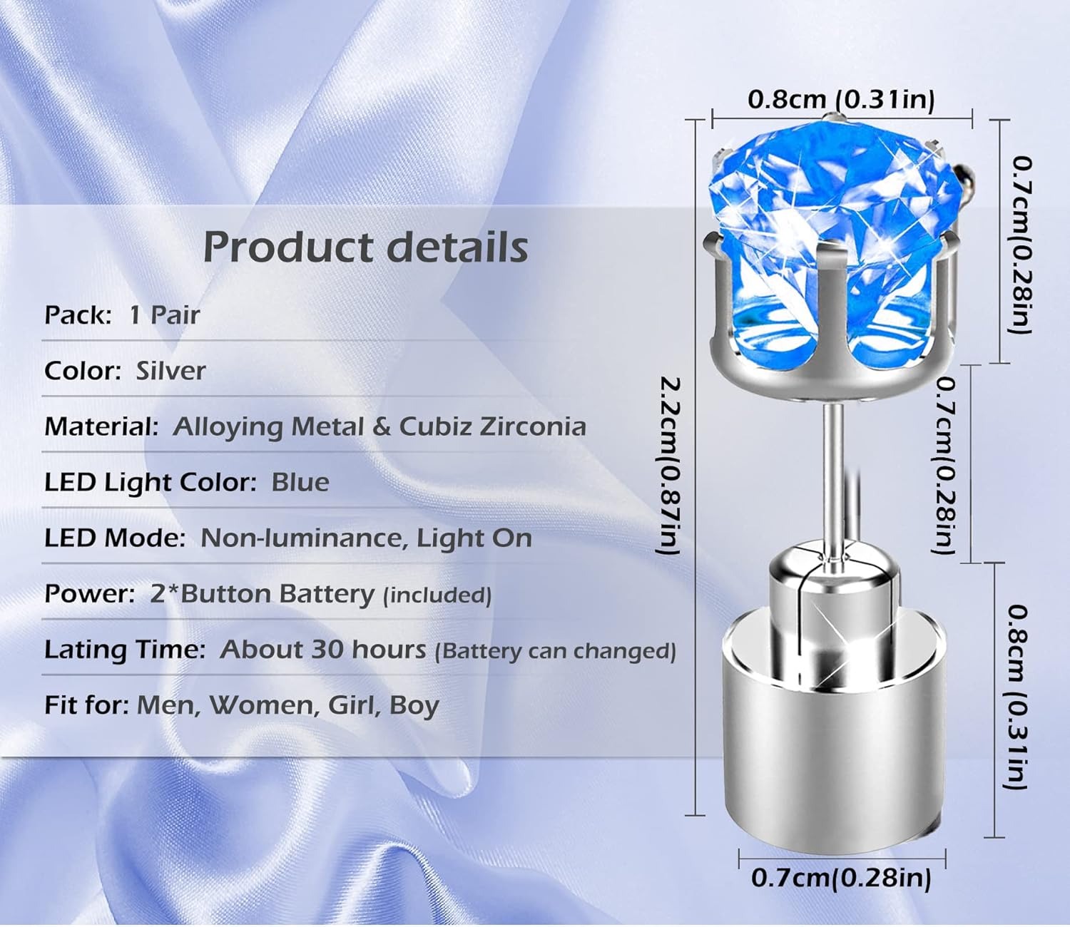 Light Up Earrings, Flashing Bl - Men'S Fashion Night Out ulasan dan harga