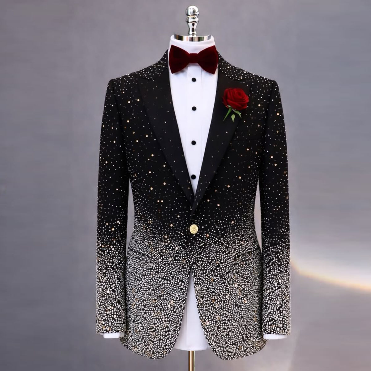 Handsome Rhinestone Diamond Me - Slim Fit Blazer Men ulasan dan harga