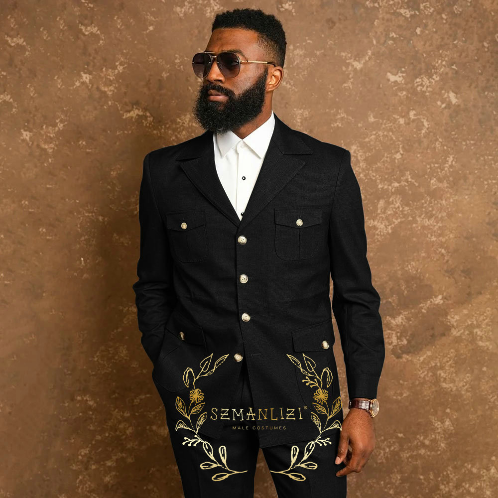Affrican Dark Grey Men's Suits - Mens Fashion Dark Grey Pants ulasan dan harga