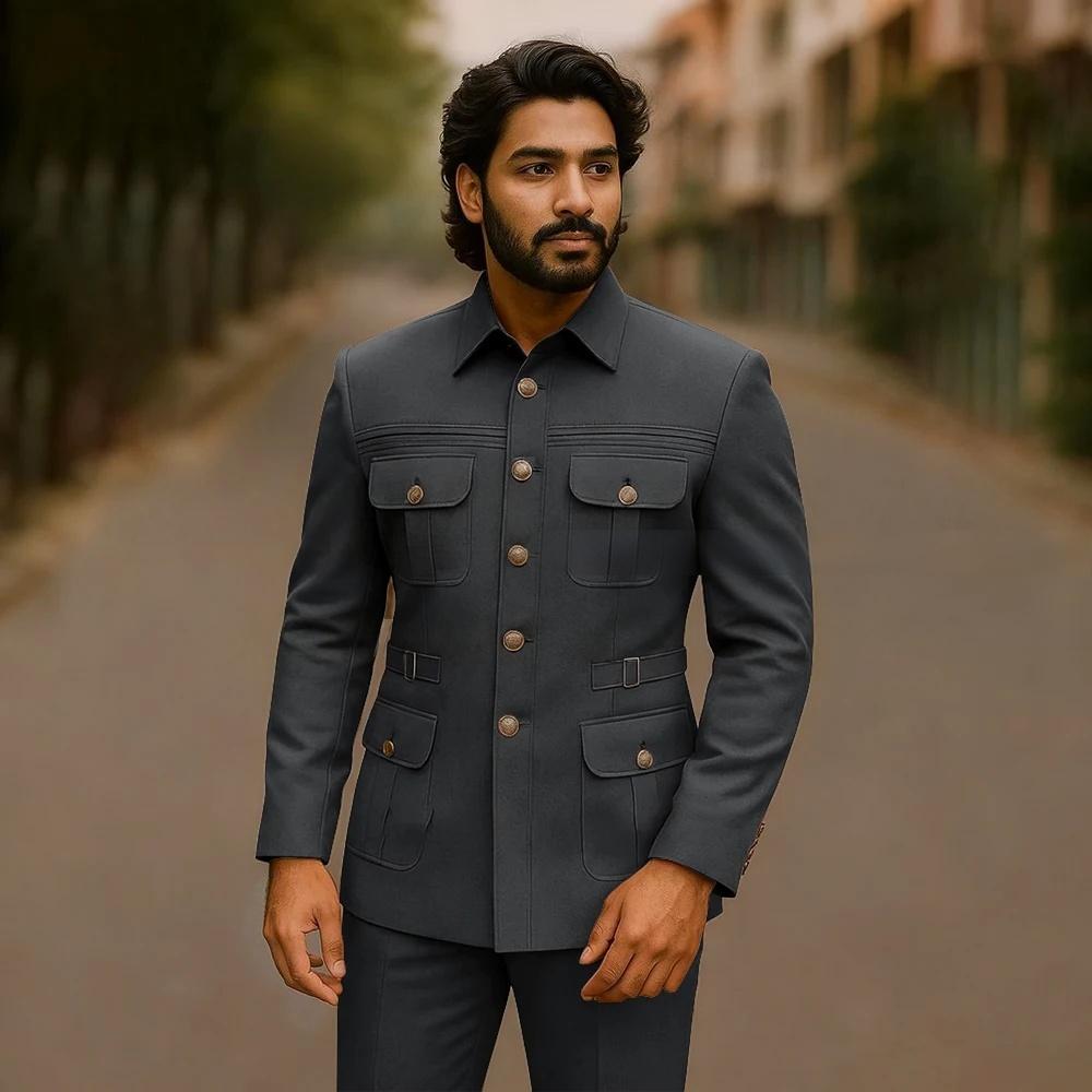 Fashion Dark Grey Men Suits El - Mens Fashion Dark Grey Pants ulasan dan harga